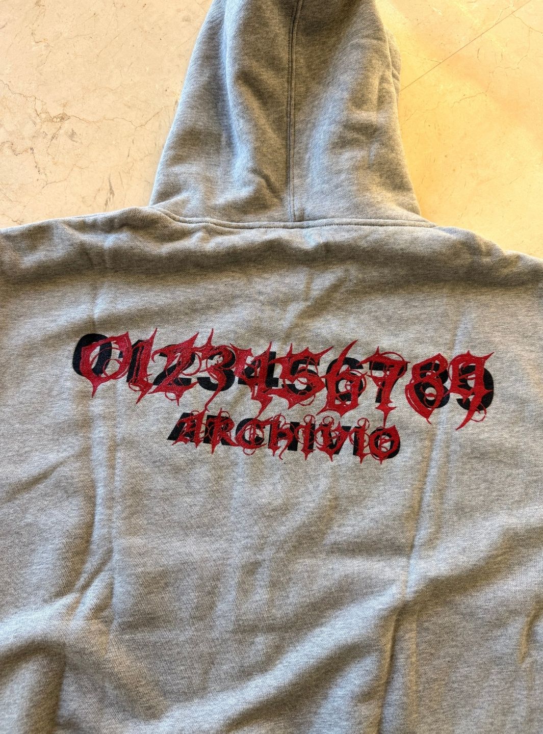 Numeri Archivio Zip Up Hooded Sweatshirt Grey Melange Red | ResellZone