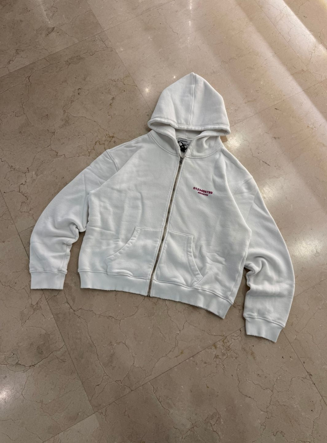 Numeri Archivio Zip Up Hooded Sweatshirt White Fucsia | ResellZone
