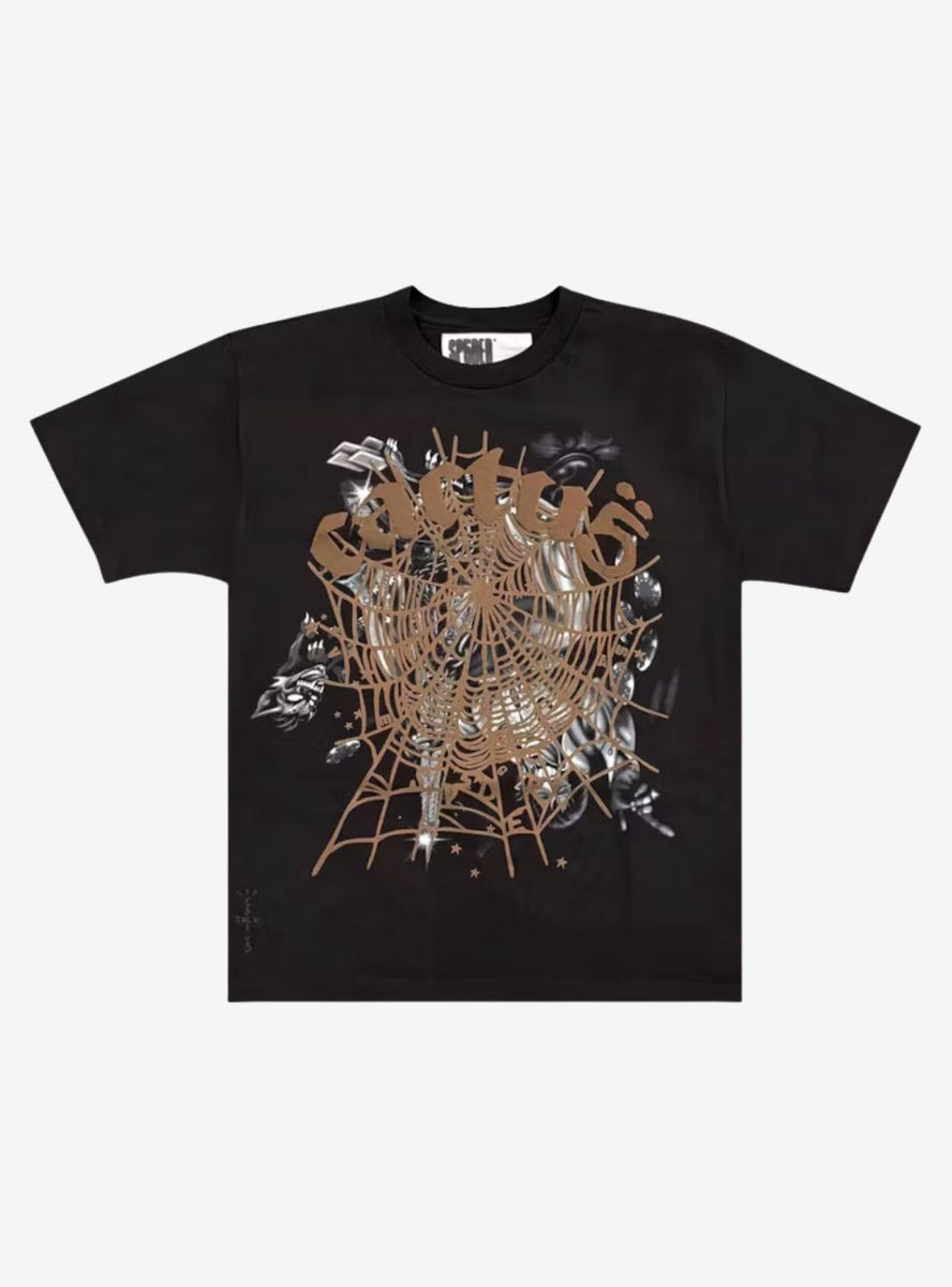 Sp5der x Travis Scott Cactus Jack Airbrush T-Shirt Black
