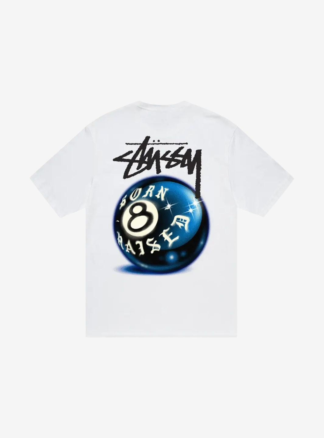 Stussy Born X Raised 8 Ball T-Shirt White | ResellZone