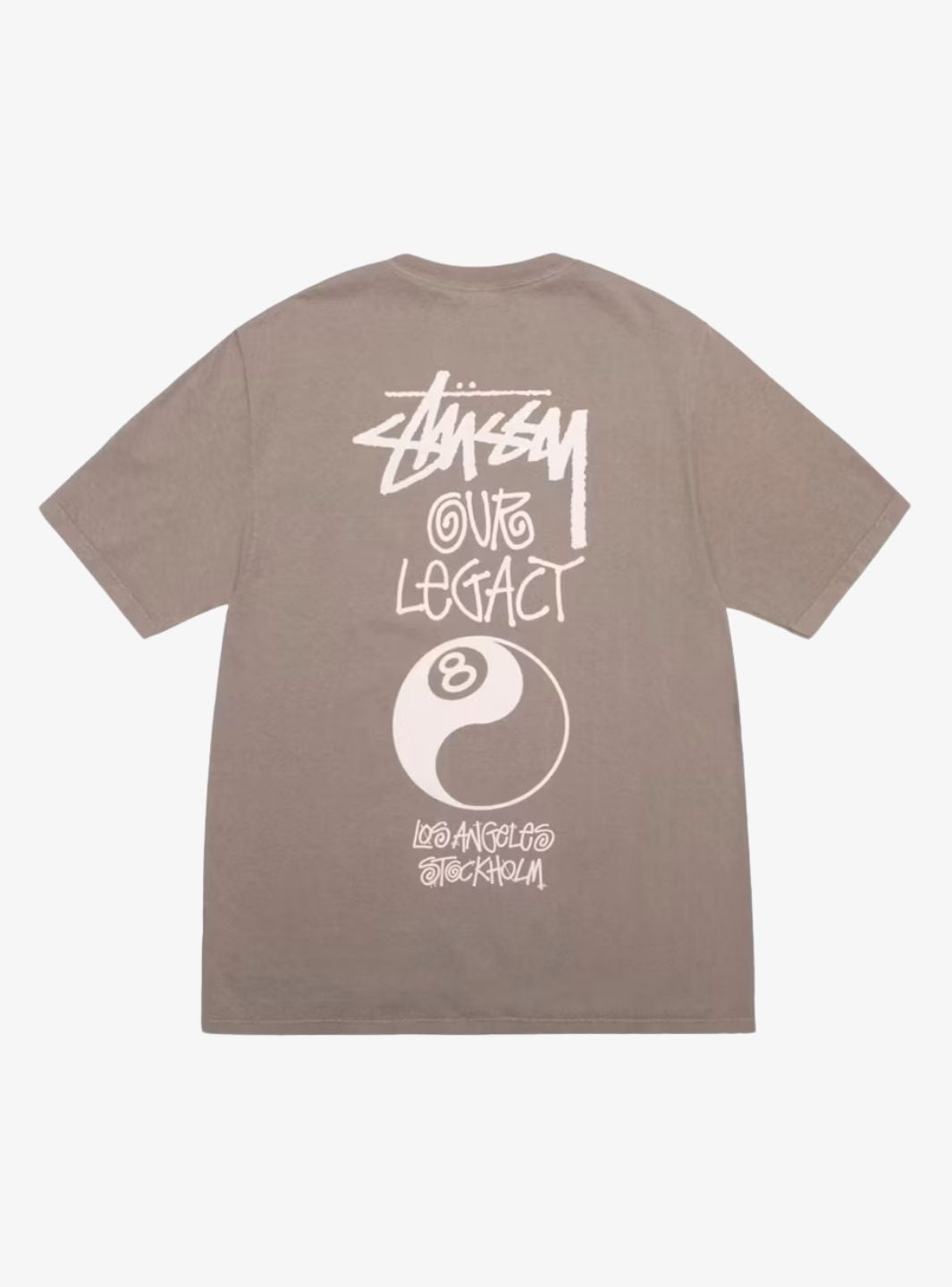 Stussy x Our Legacy Work Shop 8 Ball Yin Yang Pigment Dyed Tee Taupe