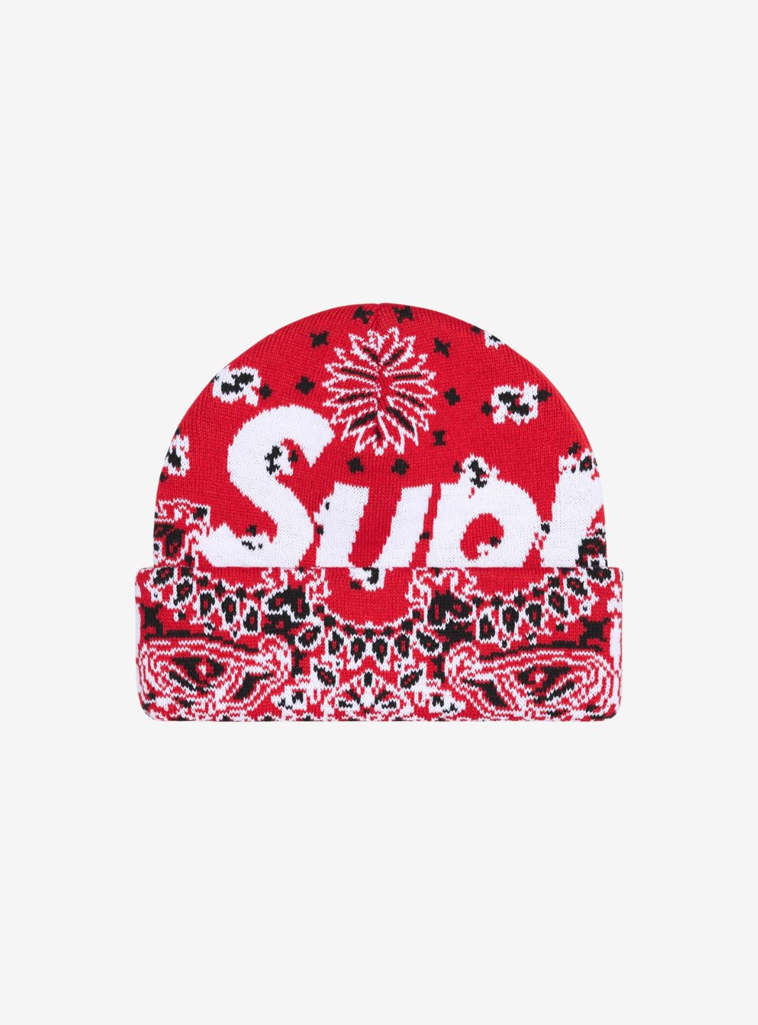 Supreme Bandana Big Logo Beanie Red | ResellZone