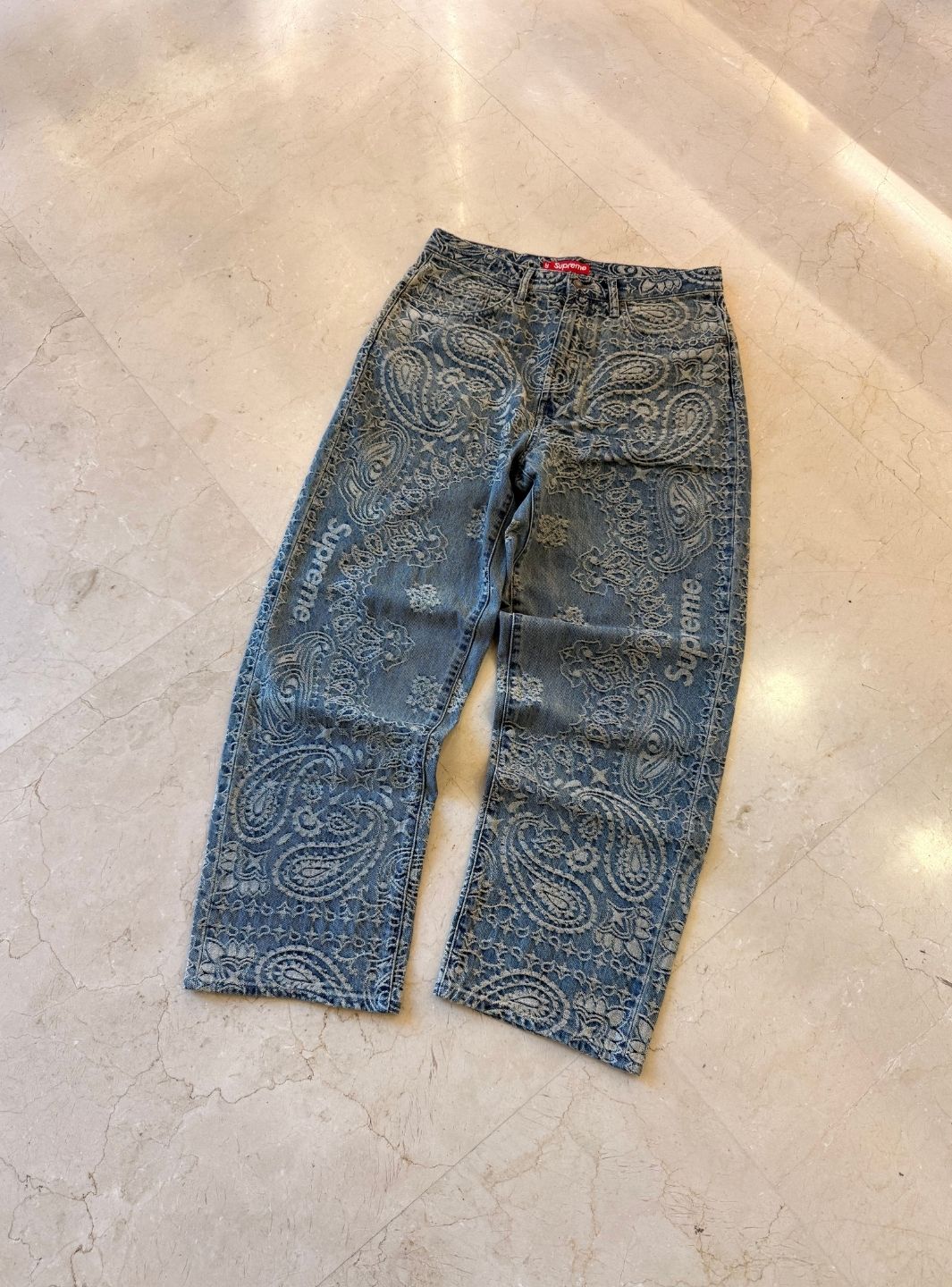 Supreme Bandana Jacquard Baggy Jeans Blue | ResellZone