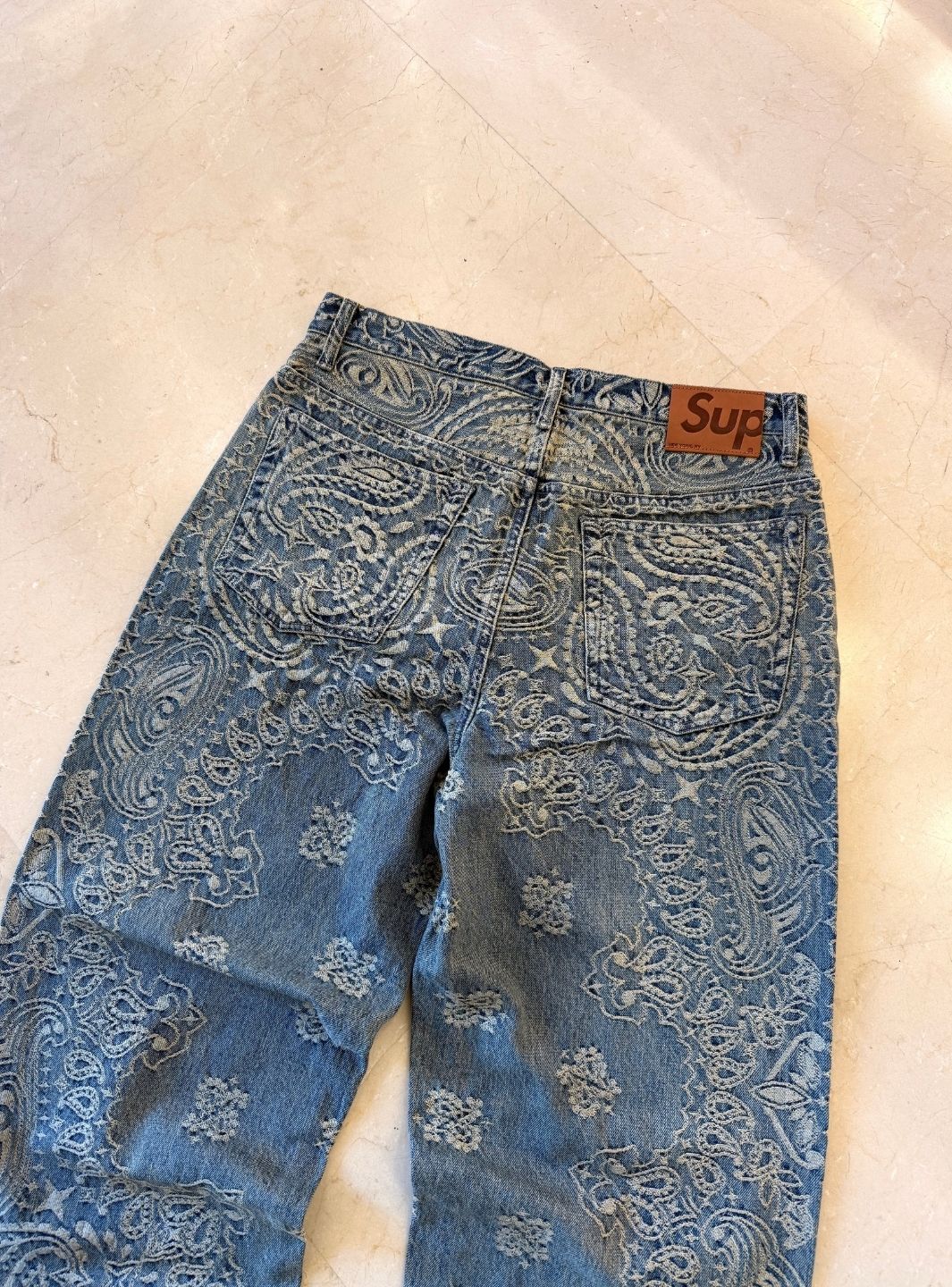 Supreme Bandana Jacquard Baggy Jeans Blue | ResellZone