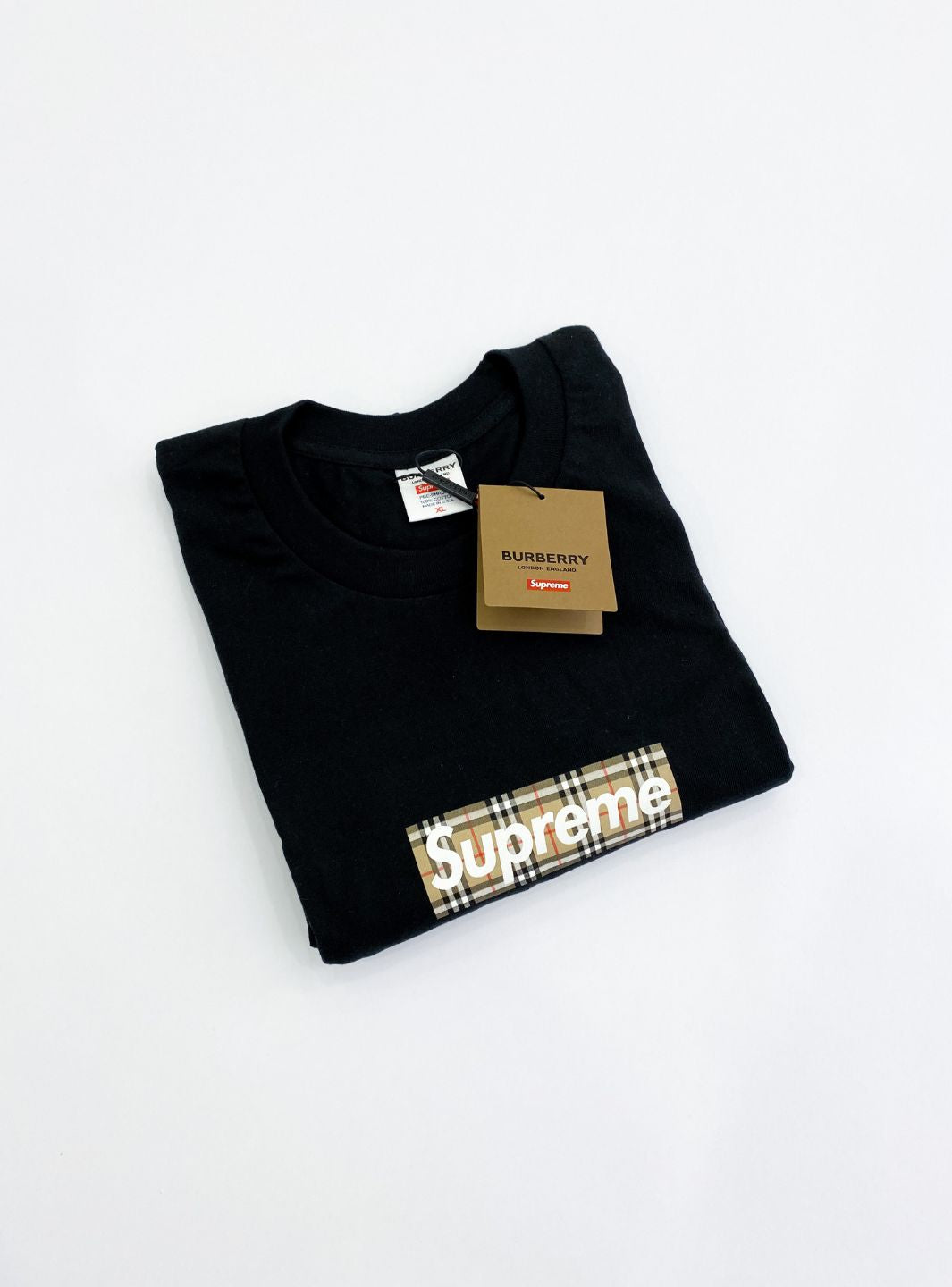 Supreme Burberry Box Logo T-Shirt Black ResellZone