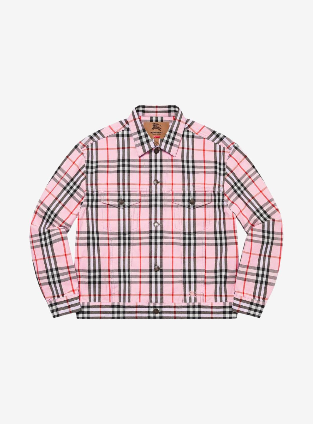 Supreme Burberry Denim Trucker Jacket Pink | ResellZone