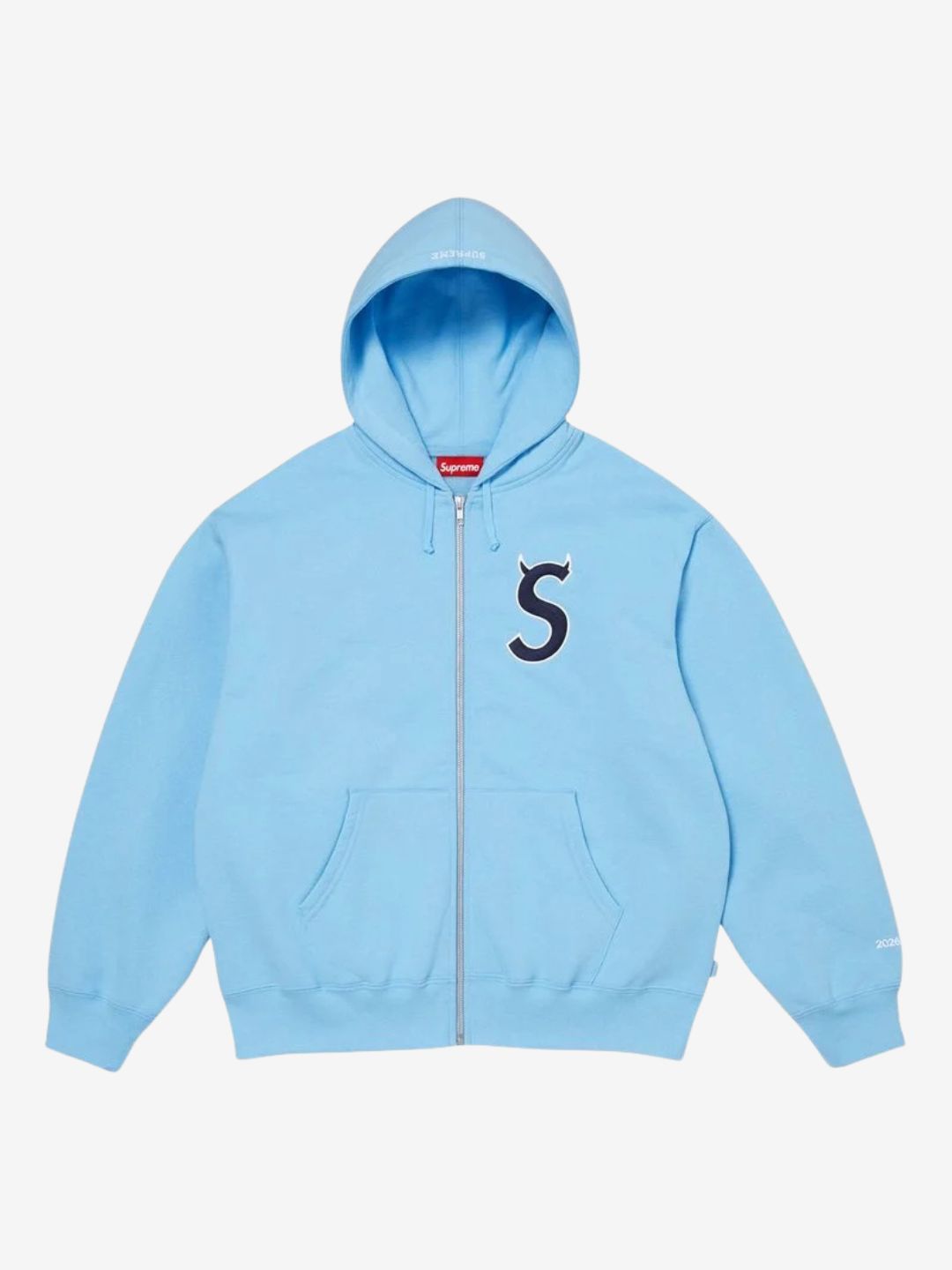 Supreme Devil S Logo Zip Up Hooded Sweatshirt Light Blue | ResellZone