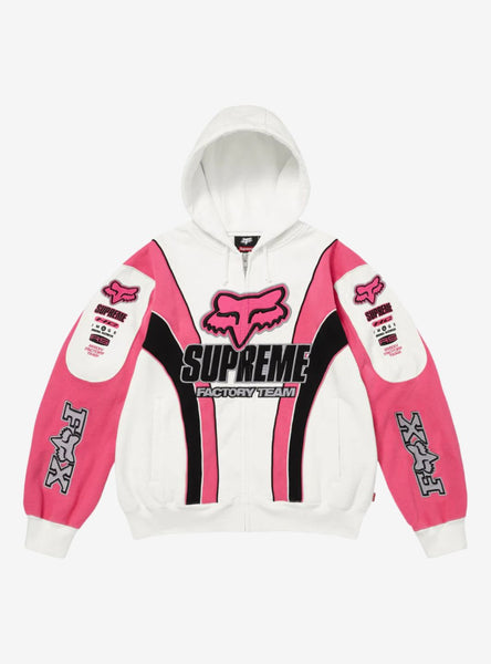 Supreme Fox Racing Zip Up Hooded Sweatshirt White | ResellZone