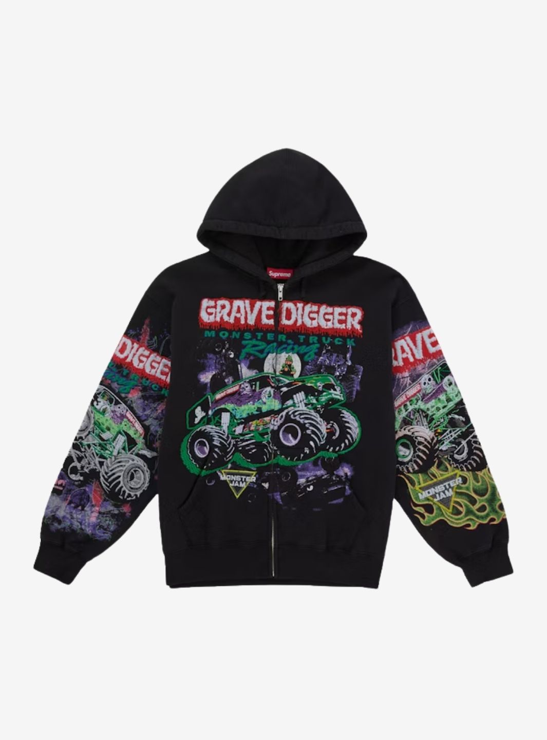 Supreme Grave Digger Zip Up Hooded Sweatshirt Black | ResellZone