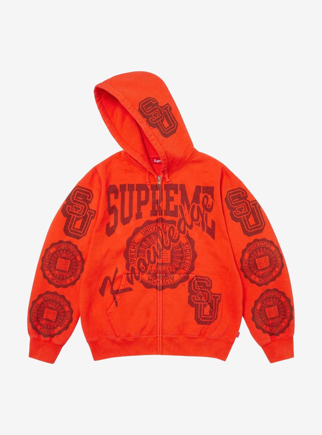 Supreme Knowledge Reigns Zip Up Hooded Sweatshirt Red | ResellZone