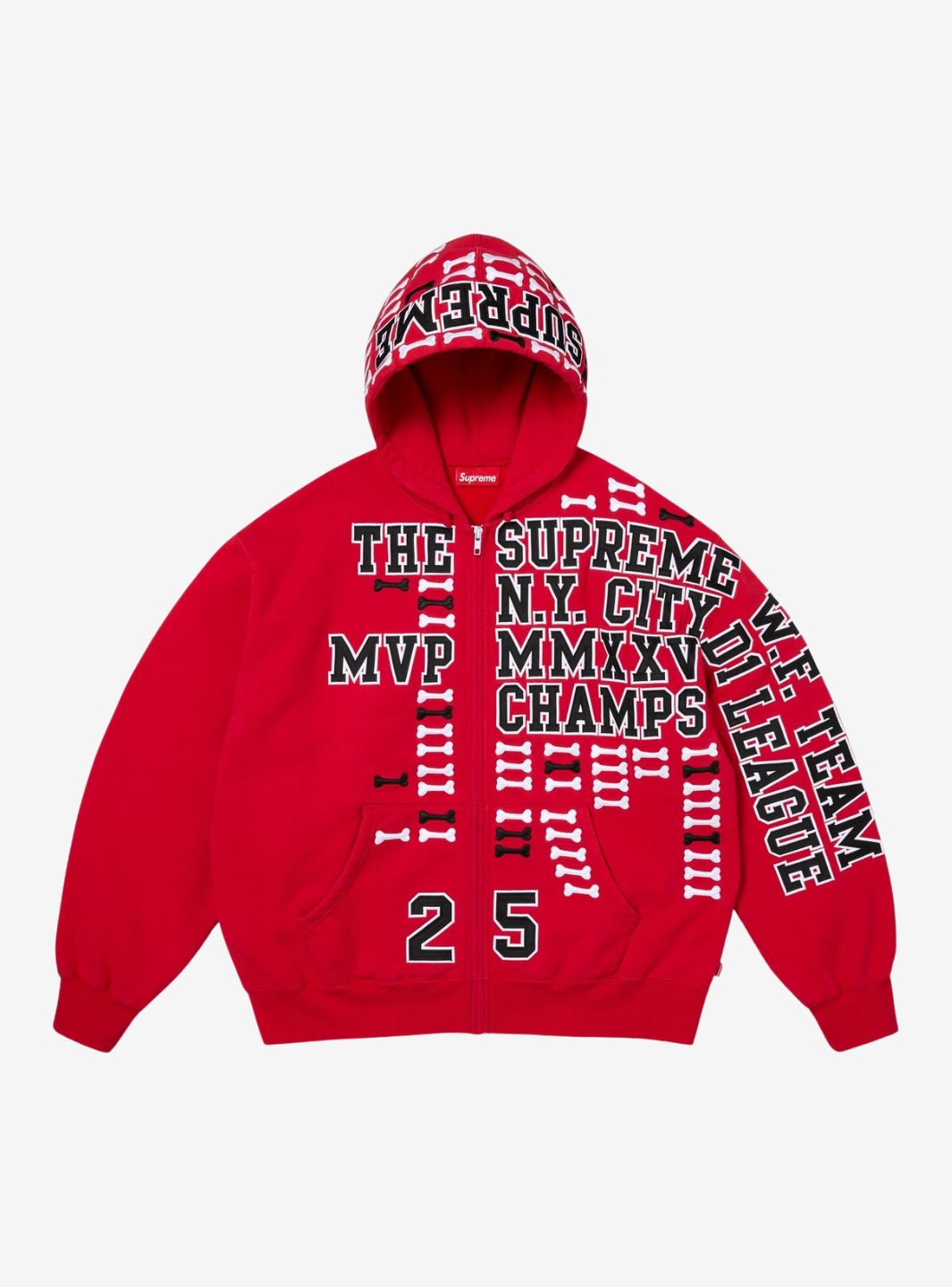 Supreme League Champs Zip Up Hooded Sweatshirt Red | ResellZone
