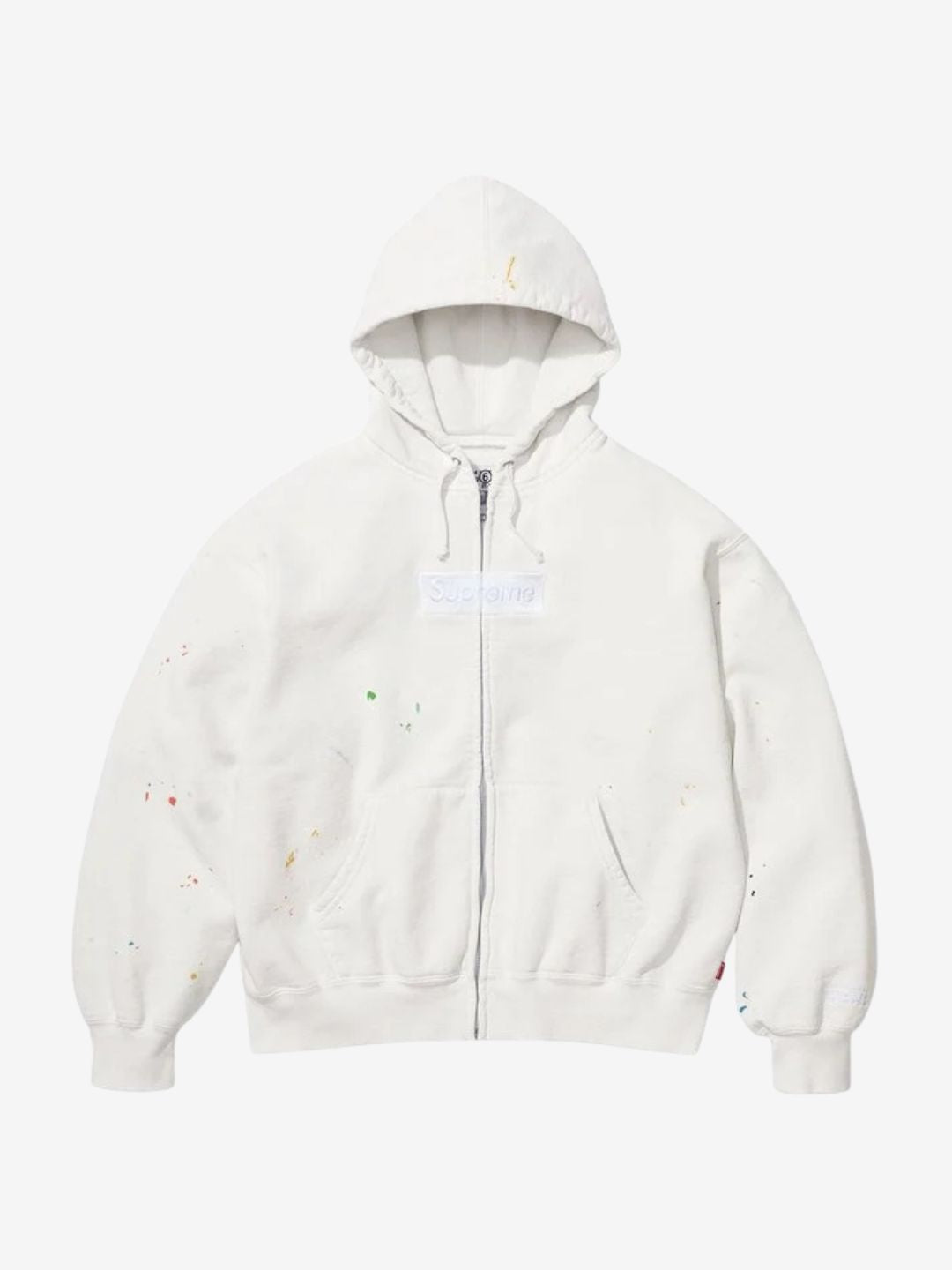 Supreme MM6 Maison Margiela Box Logo Zip Up Hooded Sweatshirt White | ResellZone
