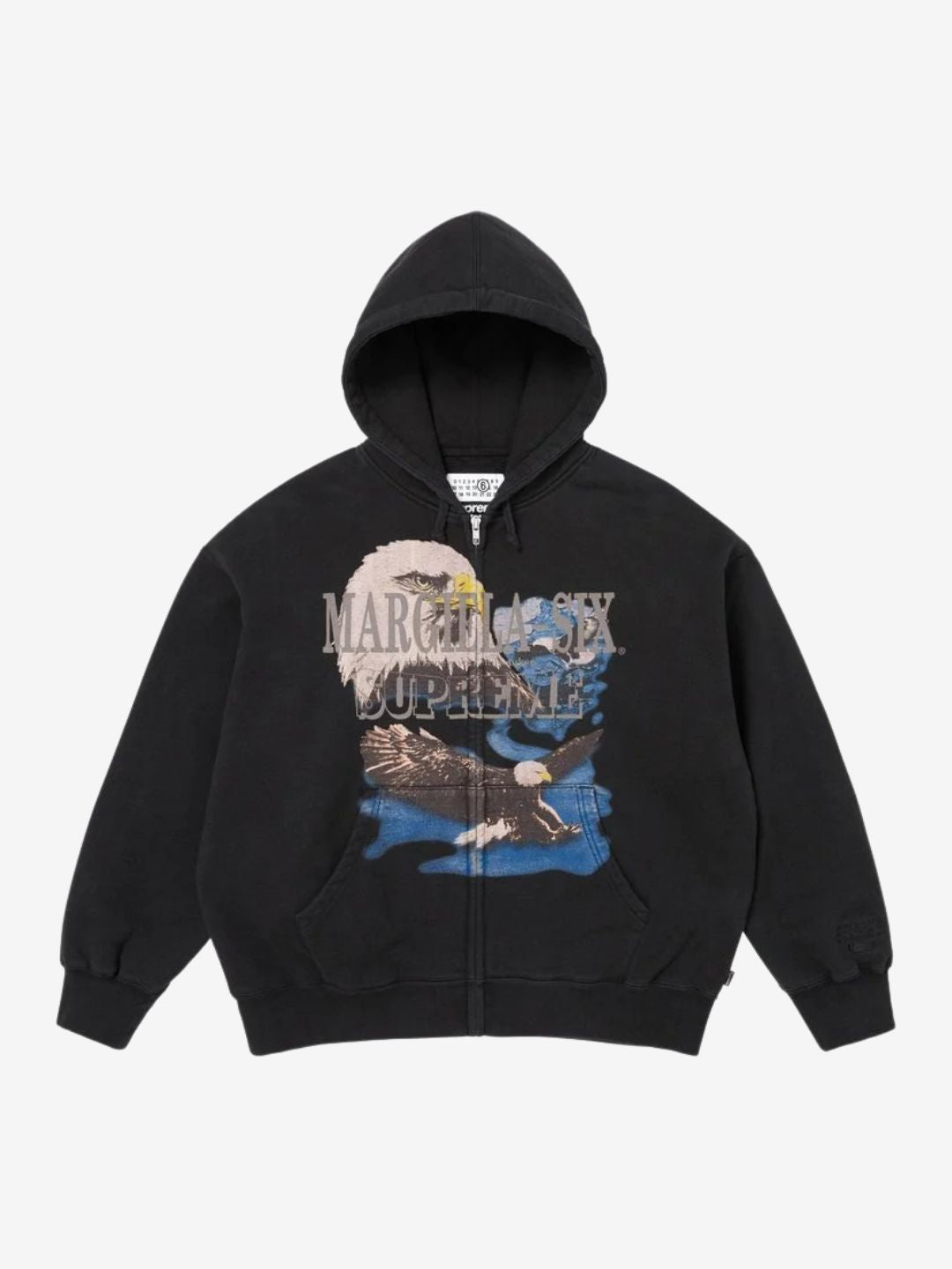 Supreme MM6 Maison Margiela Eagle Zip Up Hooded Sweatshirt Black | ResellZone