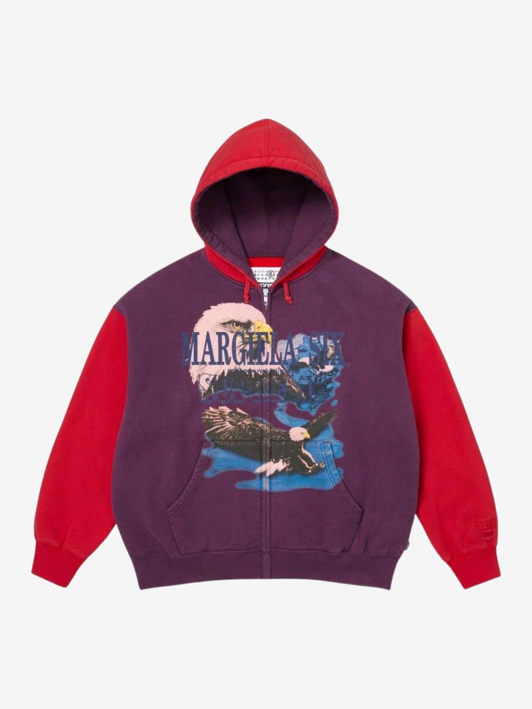Supreme MM6 Maison Margiela Eagle Zip Up Hooded Sweatshirt Red | ResellZone