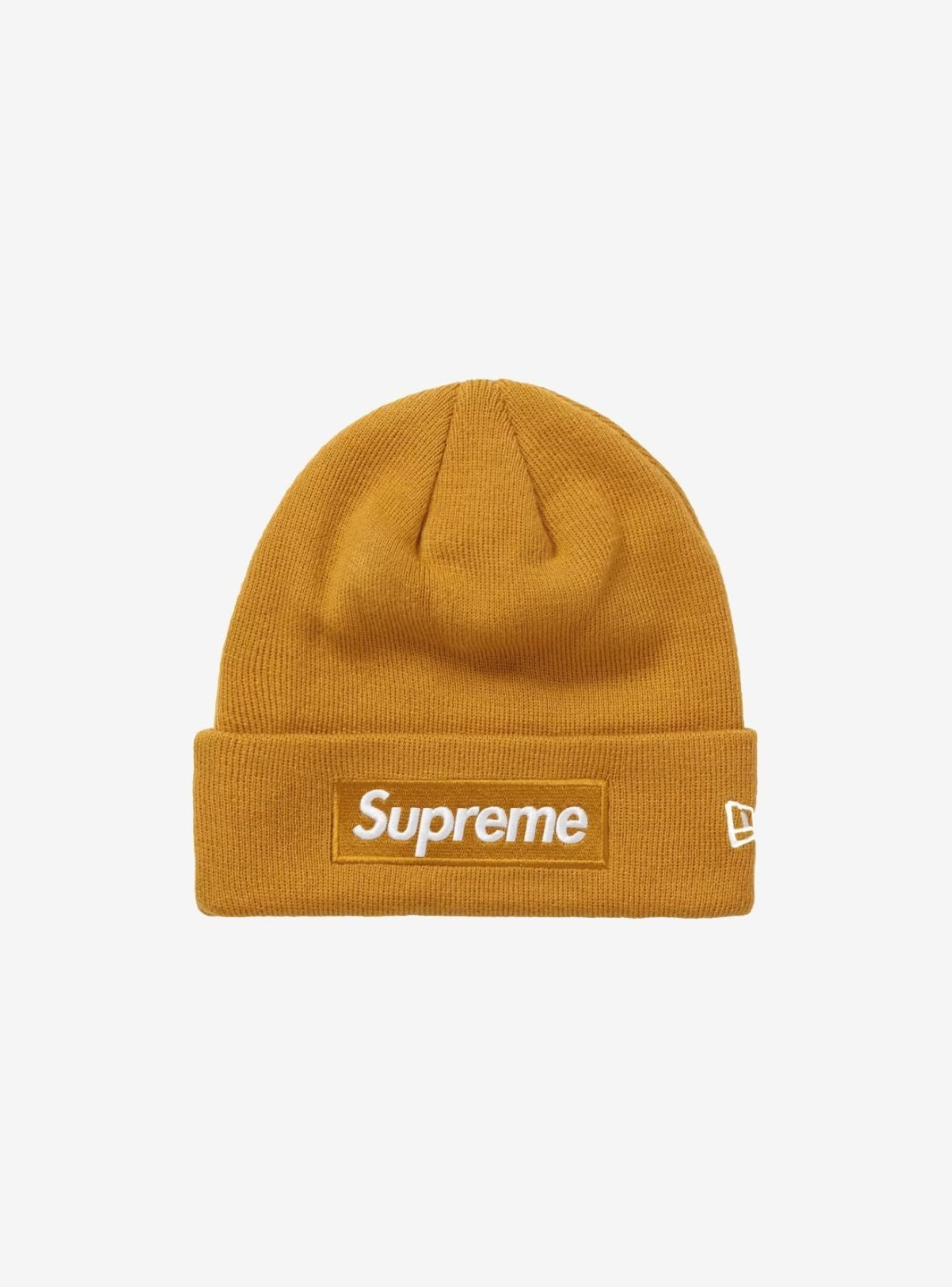 Supreme New Era Box Logo Beanie Light Mustard (FW21) | ResellZone
