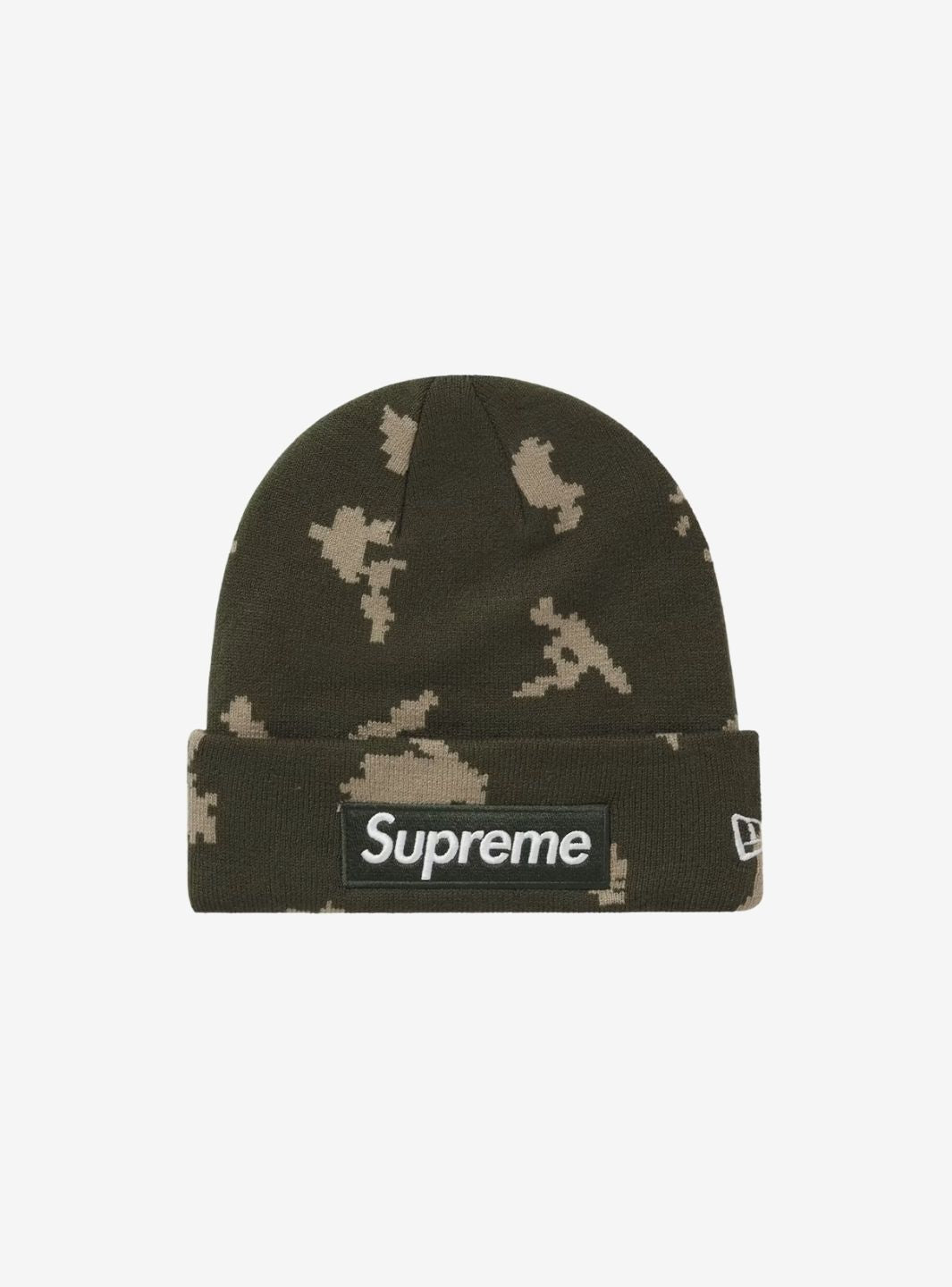 Supreme New Era Box Logo Beanie Olive Russian Camo (FW21) | ResellZone