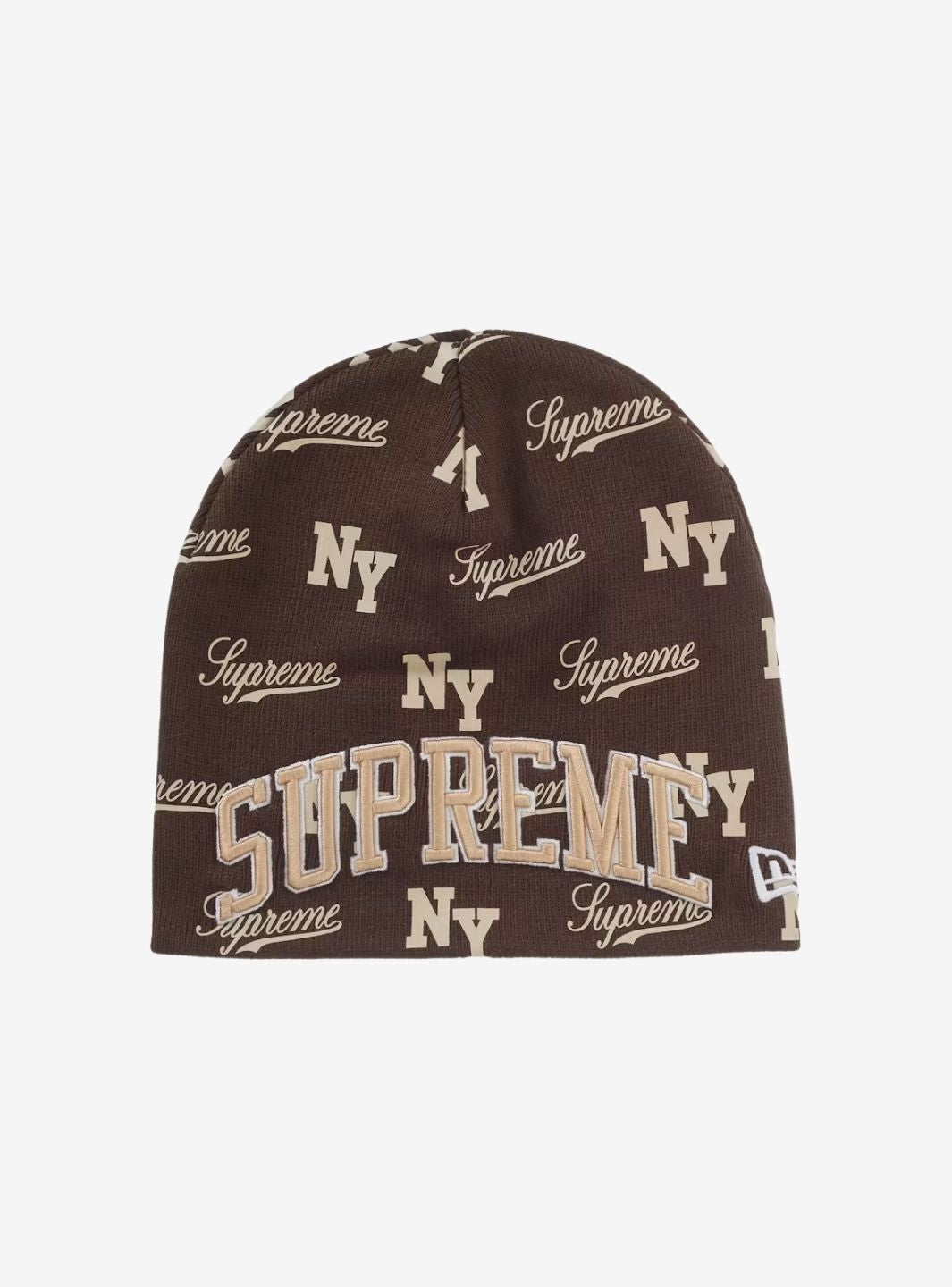 Supreme New Era Monogram Beanie Brown