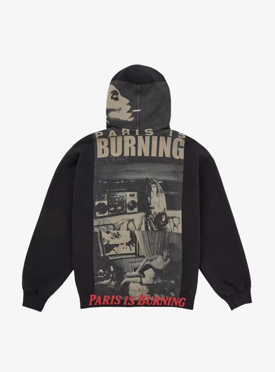 Supreme Paris Is Burning Zip Up Hooded Sweatshirt Black