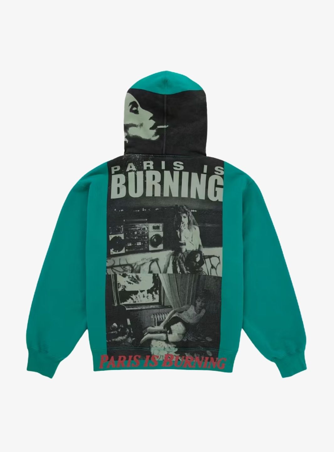 Supreme Paris Is Burning Zip Up Hooded Sweatshirt Green