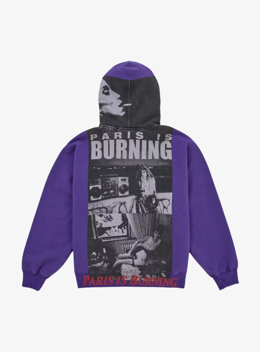 Supreme Paris Is Burning Zip Up Hooded Sweatshirt Purple