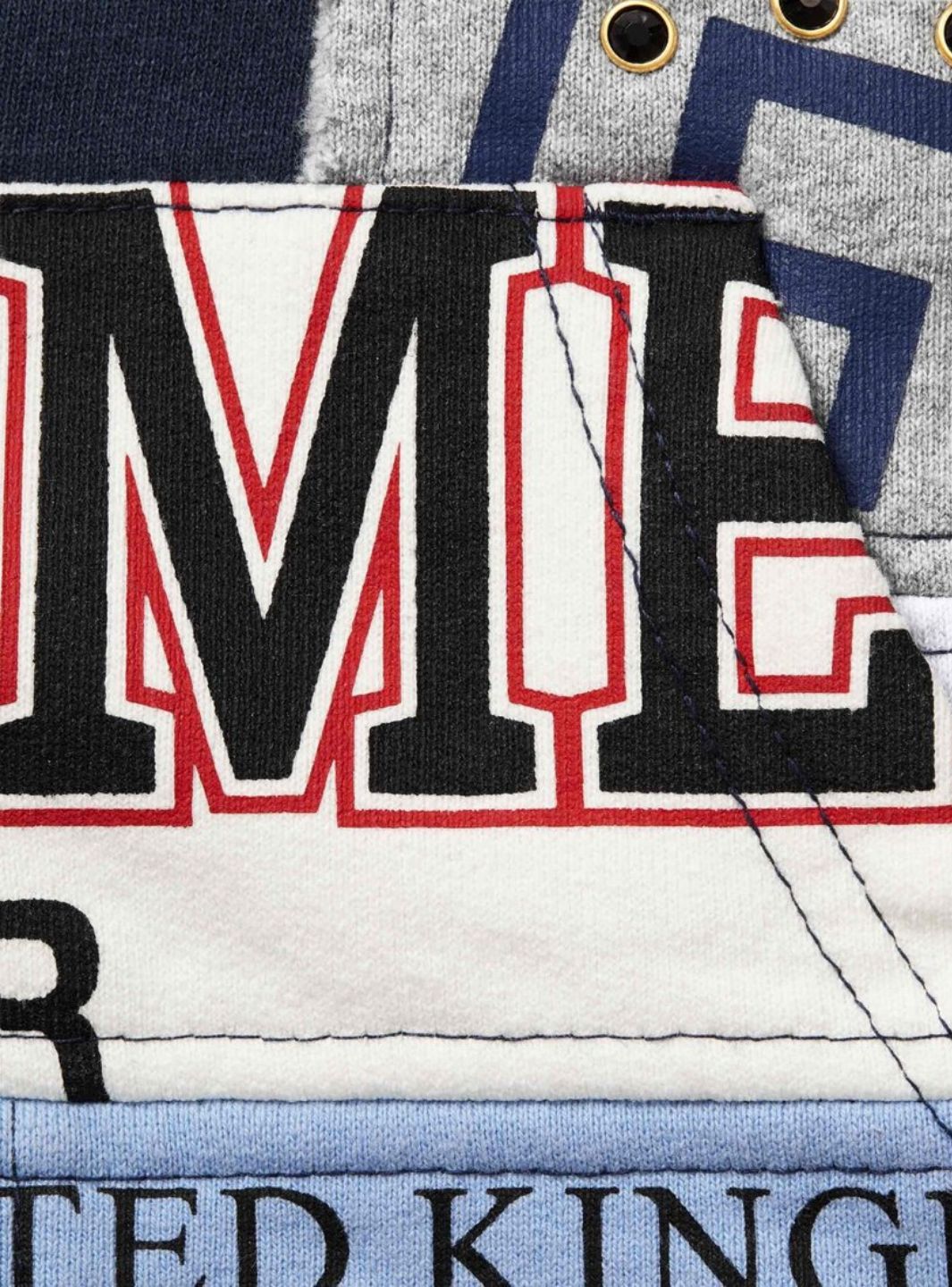 Supreme Patchwork Zip Up Hooded Sweatshirt Navy (SS25) | ResellZone