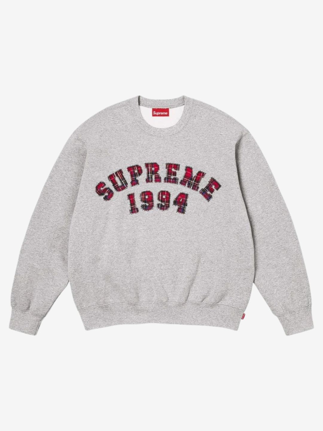 Supreme Plaid Arc Crewneck Heather Grey | ResellZone