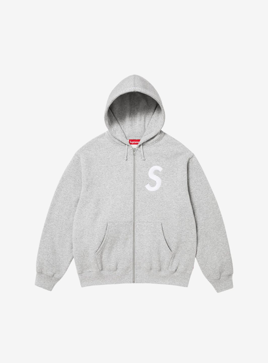 Supreme S Logo Zip Up Hooded Sweatshirt Heather Grey (FW25) | ResellZone