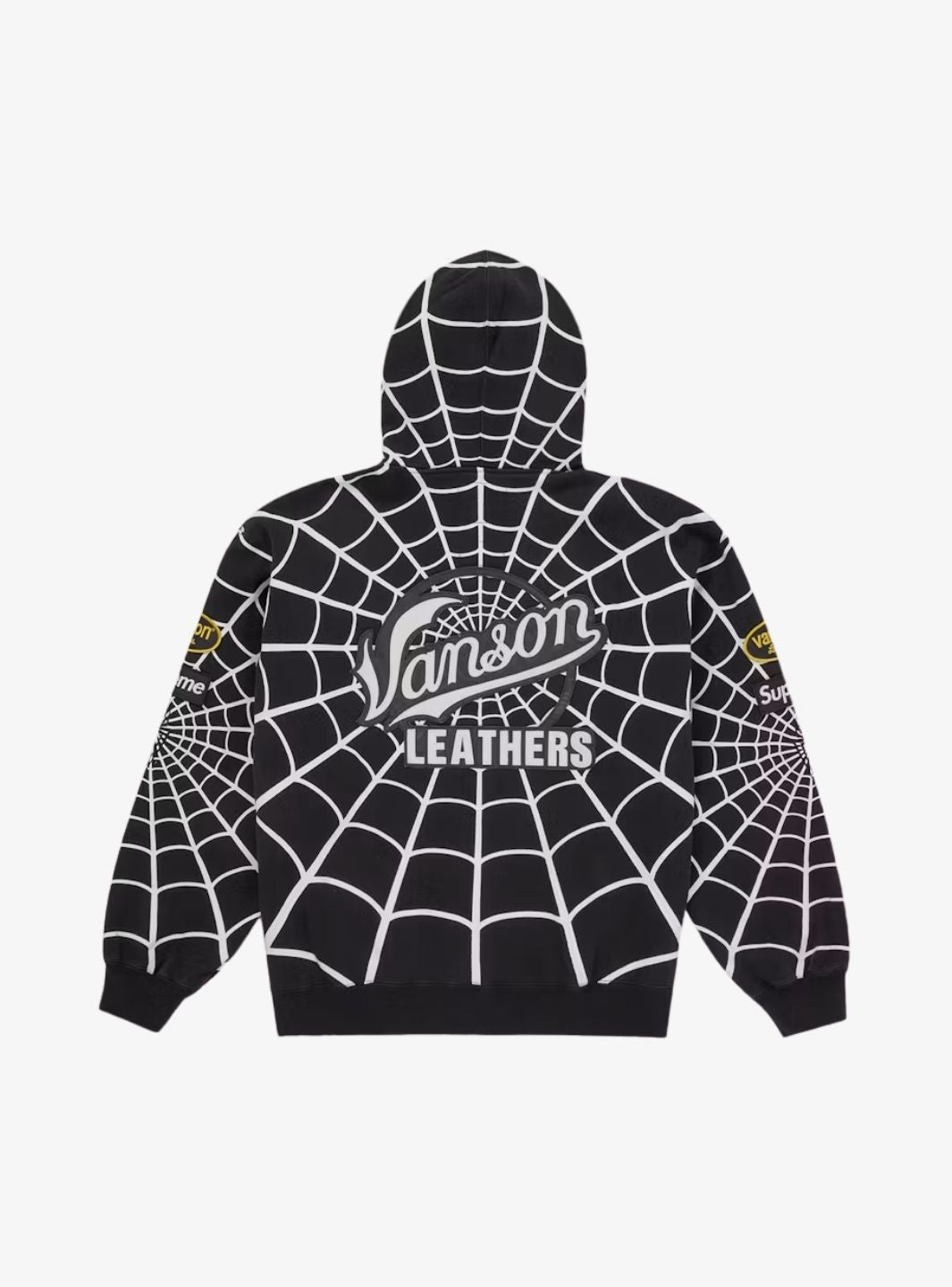 Supreme Vanson Leathers Spider-Man Zip Up Hooded Sweatshirt Black