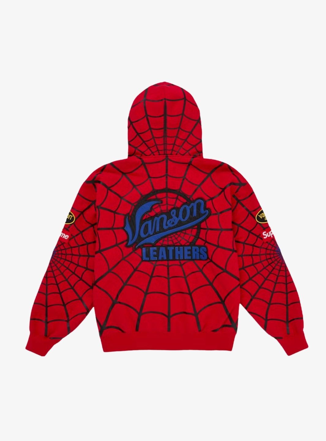 Supreme Vanson Leathers Spider-Man Zip Up Hooded Sweatshirt Red