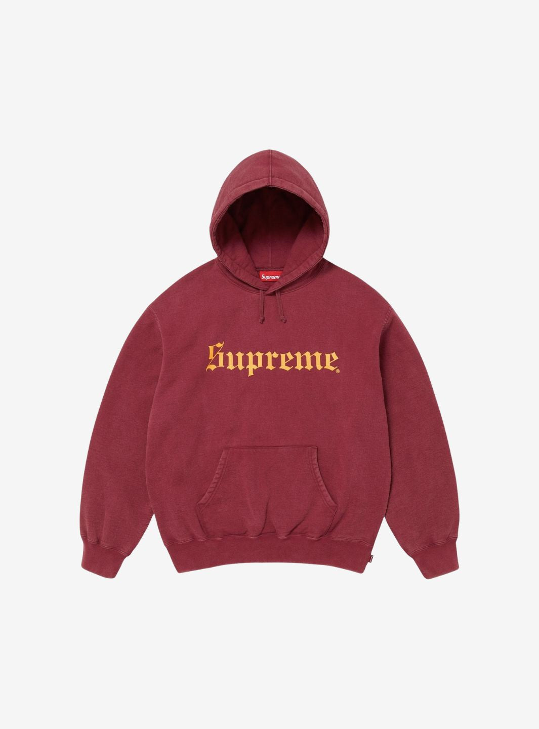 Supreme Washed Old English Hooded Sweatshirt Cardinal | ResellZone