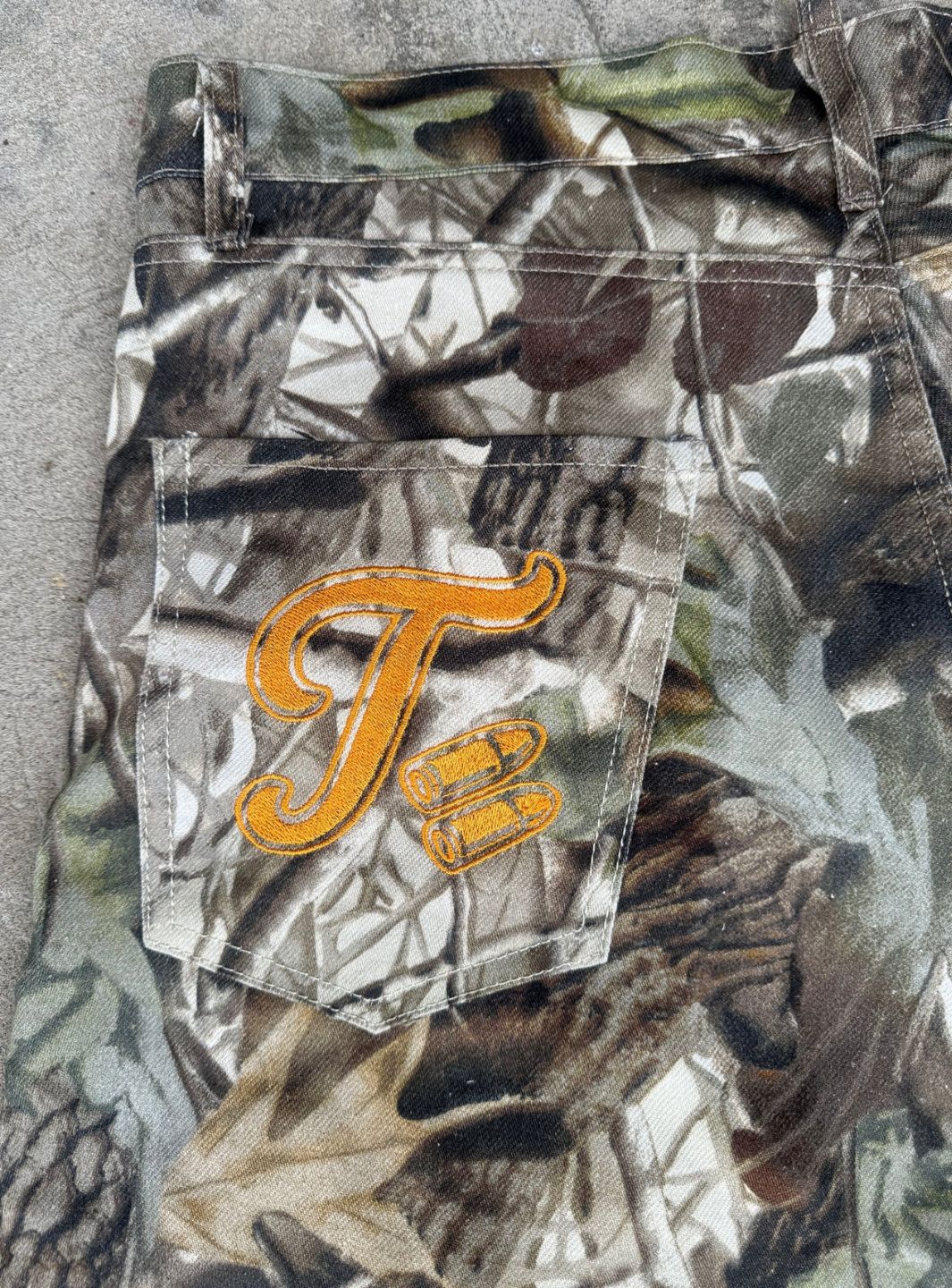 Trap Denim Embroidered Real Tree Baggy Jeans | ResellZone