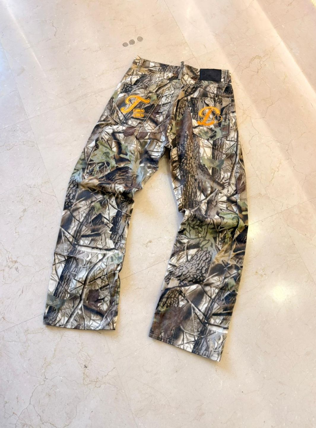 Trap Denim Embroidered Real Tree Baggy Jeans | ResellZone