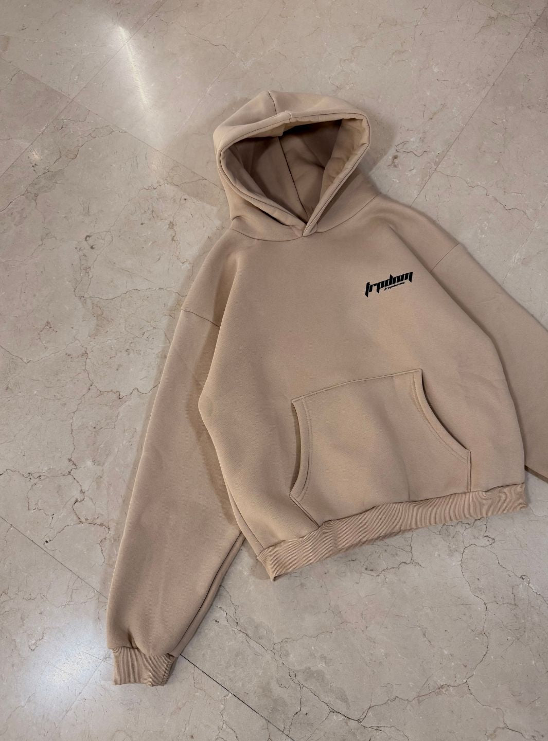 Trap Denim Hoodie Beige | ResellZone