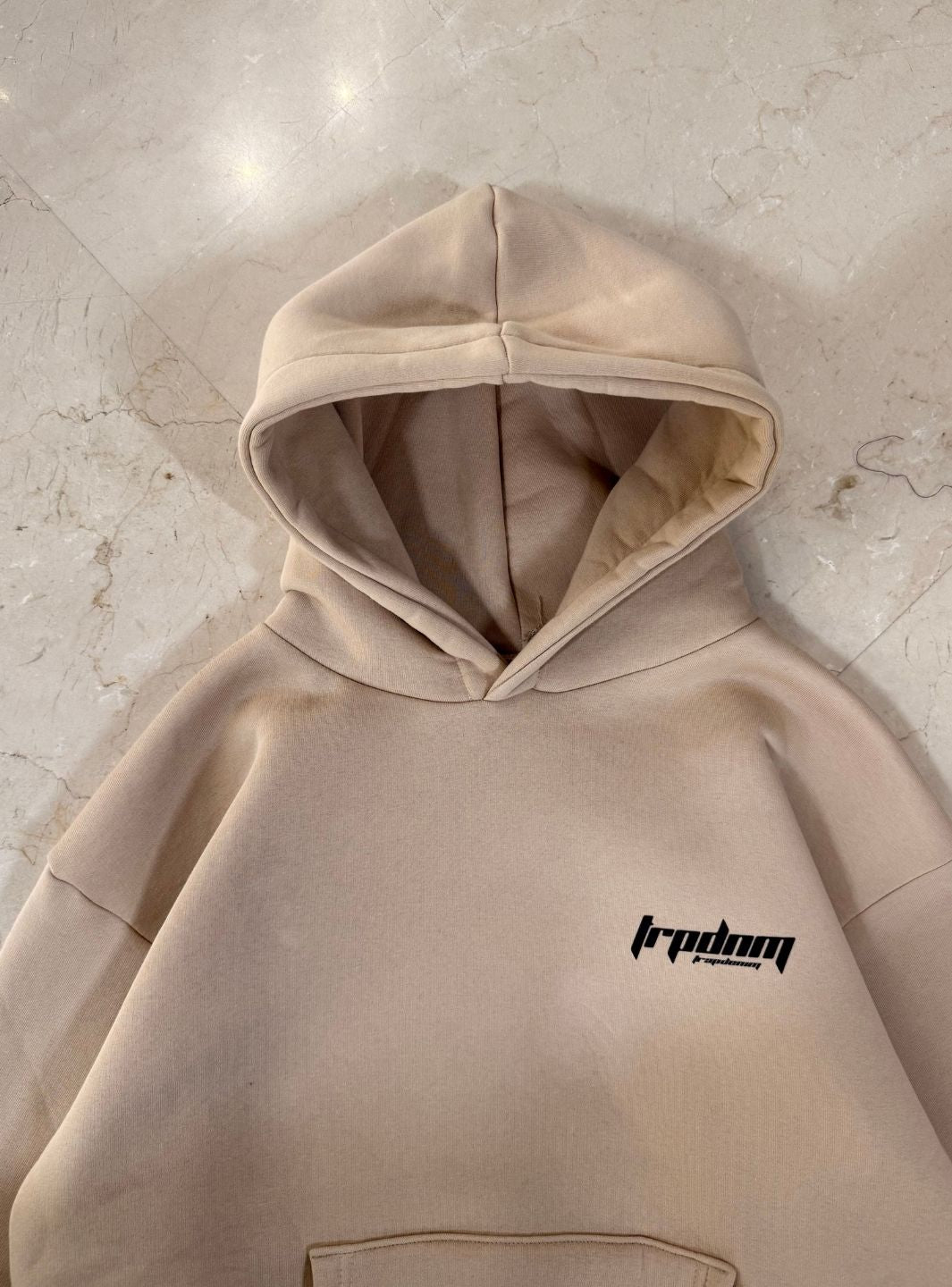 Trap Denim Hoodie Beige | ResellZone