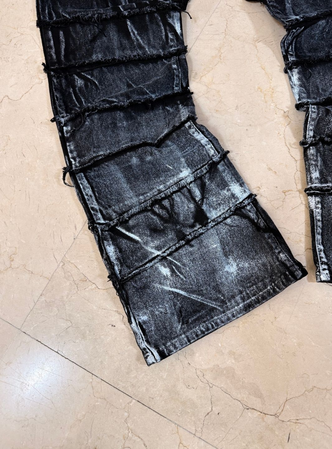 Trap Denim Painted Ripped Flare Jeans | ResellZone