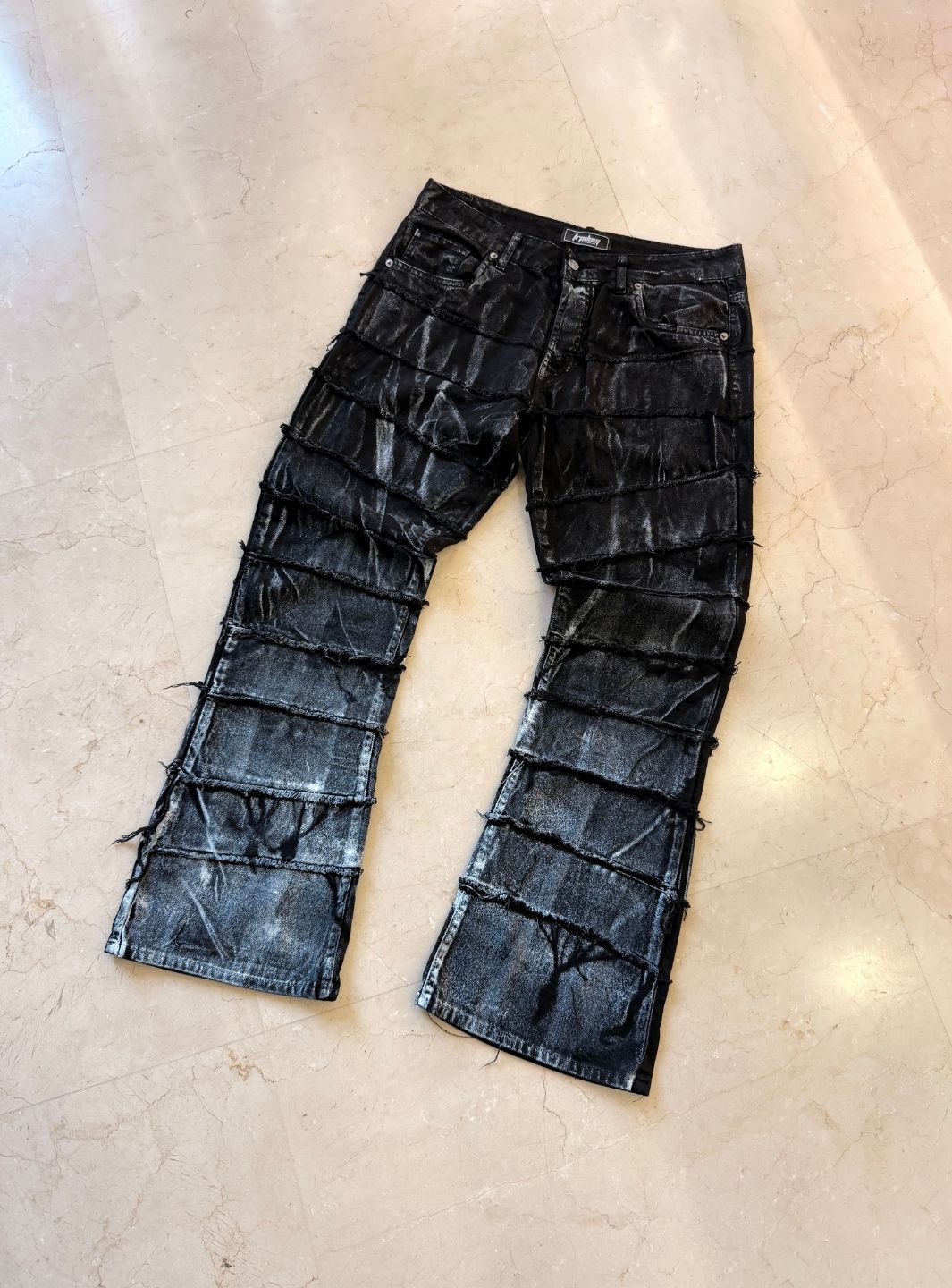 Trap Denim Painted Ripped Flare Jeans | ResellZone