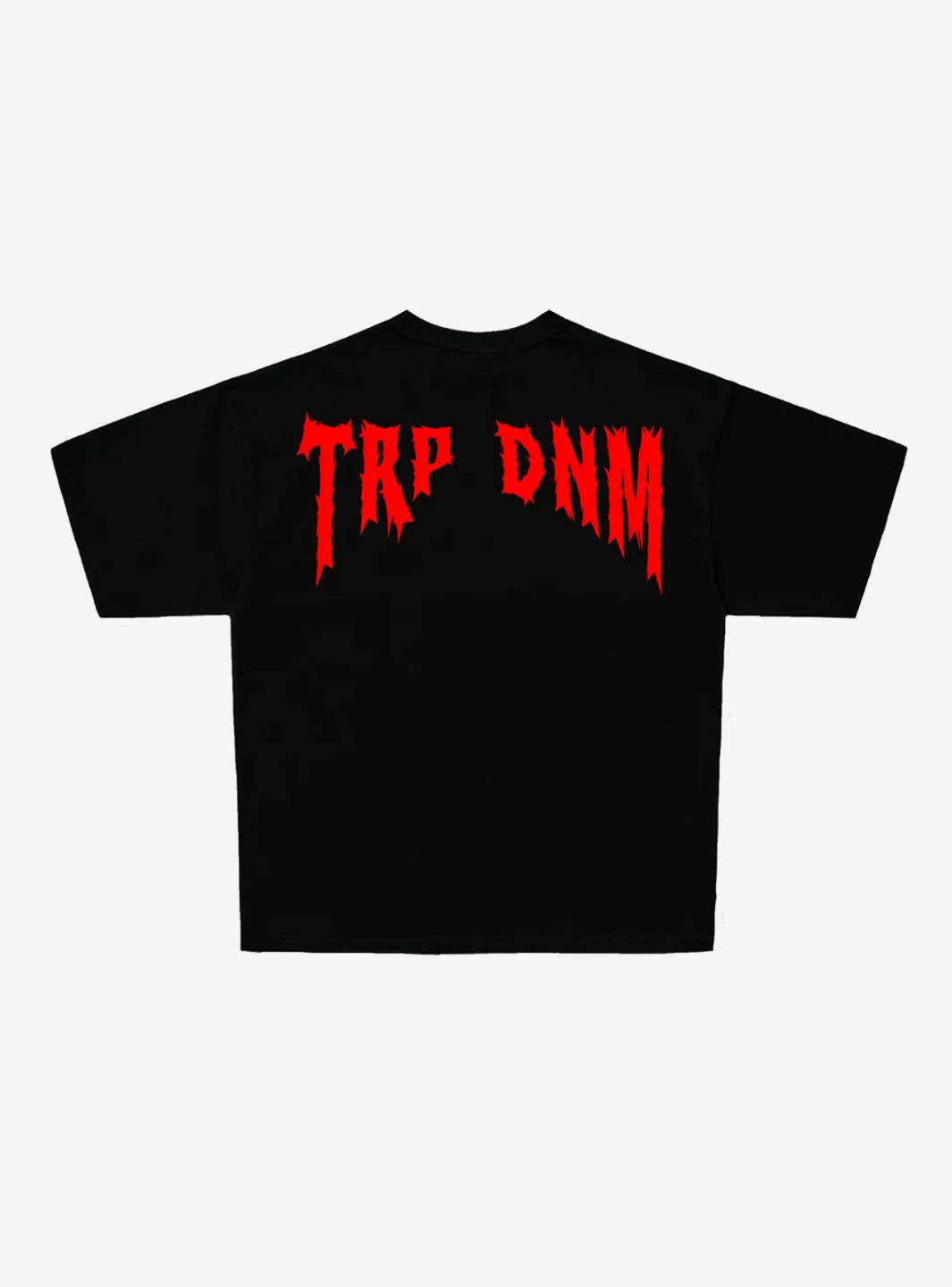 Trap Denim Red Punk Print Boxy Fit Cotton T-Shirt | ResellZone
