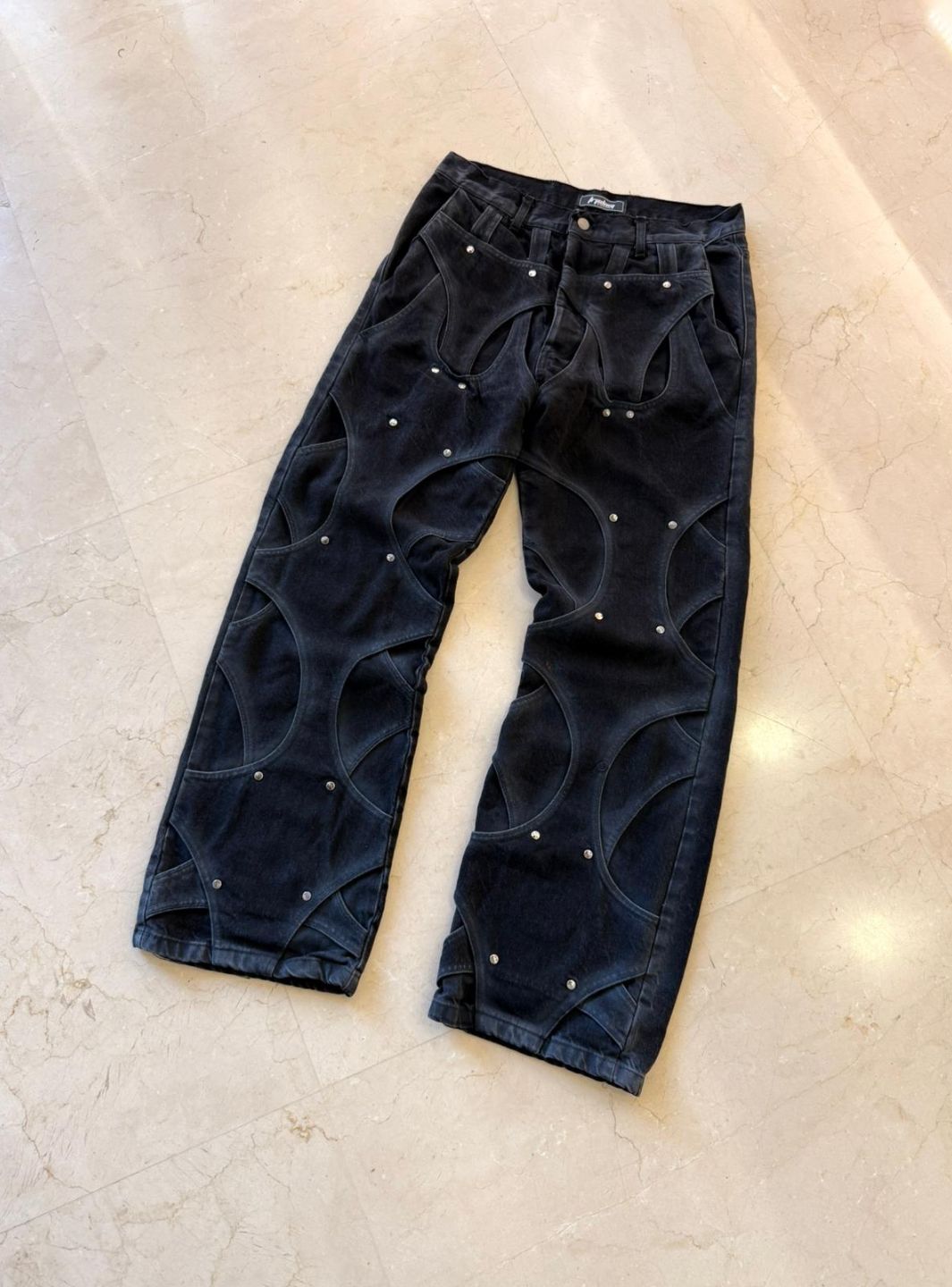 Trap Denim Washed Black Intertwined Jeans | ResellZone