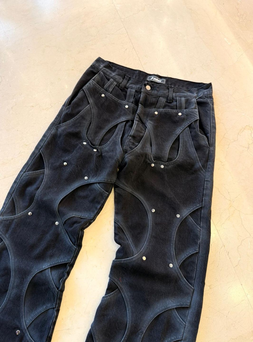 Trap Denim Washed Black Intertwined Jeans | ResellZone