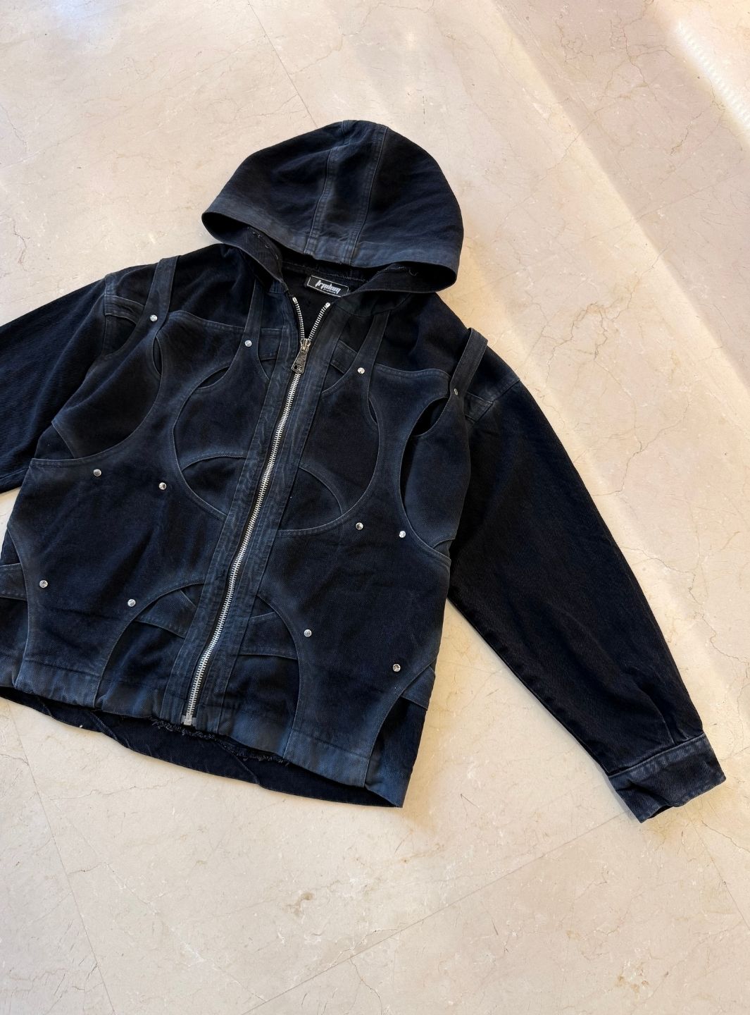 Trap Denim Washed Denim Intertwined Jacket | ResellZone