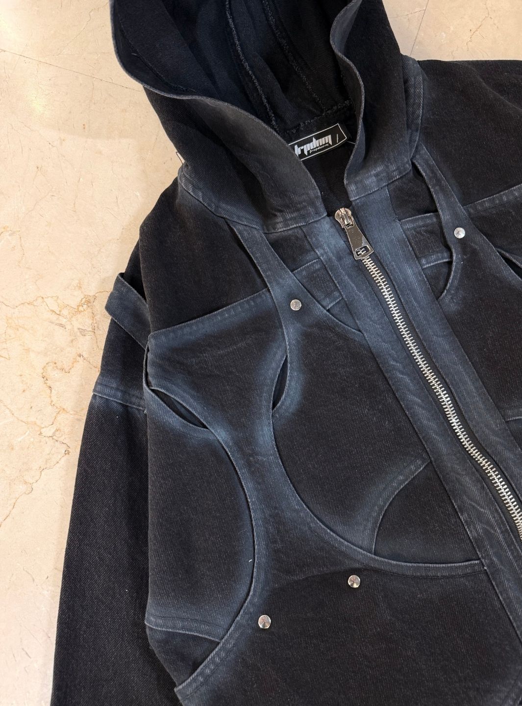 Trap Denim Washed Denim Intertwined Jacket | ResellZone