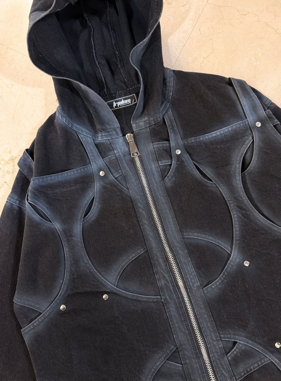 Trap Denim Washed Denim Intertwined Jacket | ResellZone