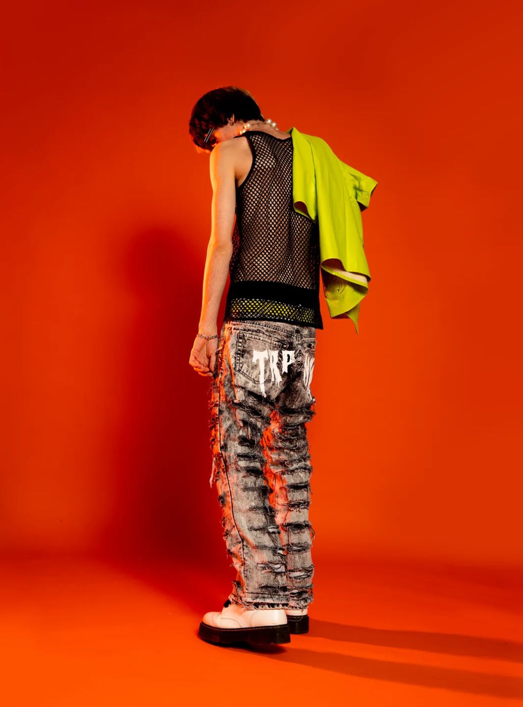 Trap Denim White Print Flare Denim | ResellZone
