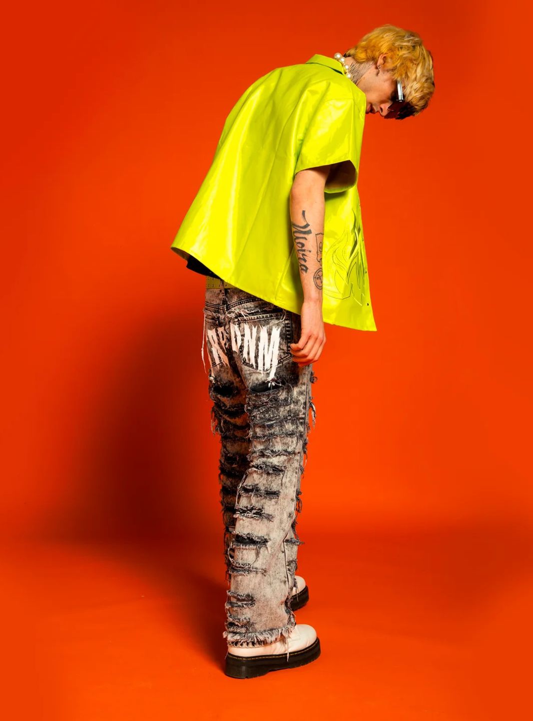 Trap Denim White Print Flare Denim | ResellZone