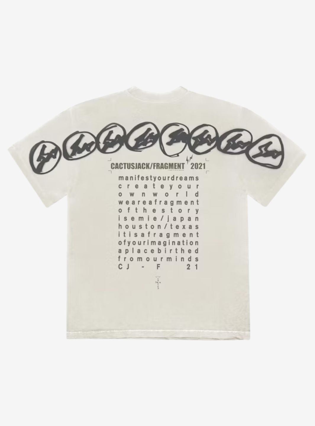Travis Scott Cactus Jack For Fragment Manifest T-Shirt White | ResellZone
