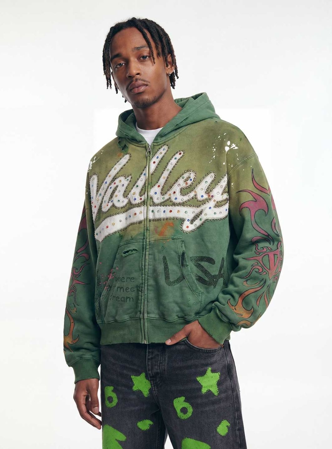 Vale Forever Inferno Zip Up Hoodie Green | ResellZone